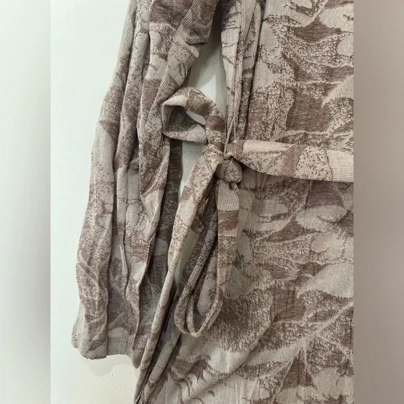 Zara Jacquard Midi Tie Waist Crinkle Detail Dress Brown Full sleeves high neck M - Picture 13 of 17